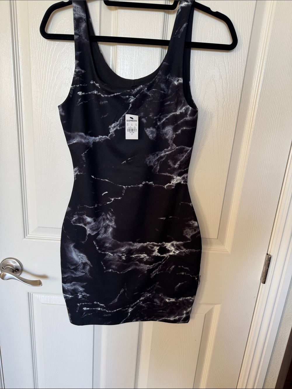 NWT Size small Express Black Marble Print Bodycon Dress